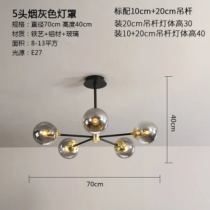 Lámpara de araña LED con bola de cristal DecorBites™ - Luminarias modernas para interiores, ideales para sala de estar y dormitorio.