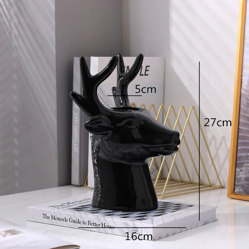 DecorBites™ Deer Head Ceramic Vase - Home Decor Animal Head Flower Vase