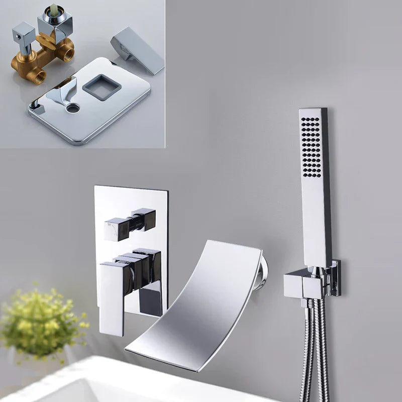 DecorBites™ Black Bathroom Faucet: 2 Function Wall Mount Hot Cold Shower Bathtub Facuet.