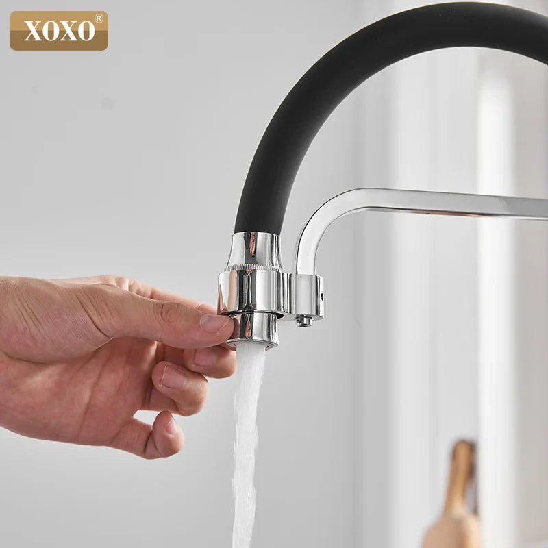 DecorBites™ Black 360° Rotation Filter Kitchen Faucet Single Hole Mixer Tap Pure Water