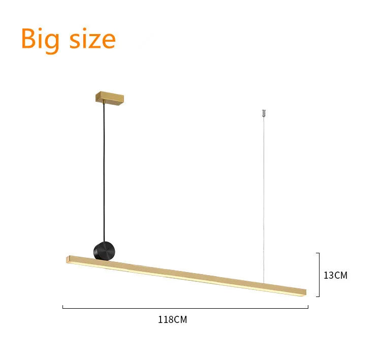 Lámpara colgante lineal LED dorada DecorBites™ para isla de cocina, restaurante o bar - Estilo nórdico de diseño