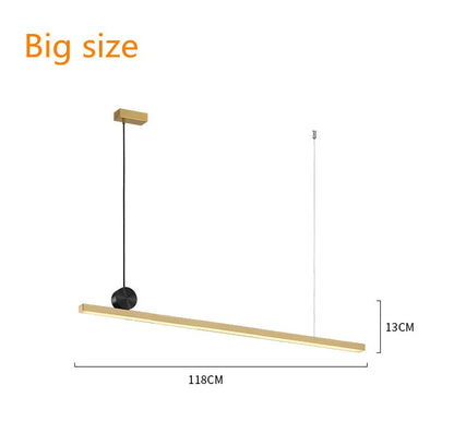 Lámpara colgante lineal LED dorada DecorBites™ para isla de cocina, restaurante o bar - Estilo nórdico de diseño