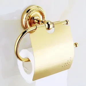 Conjunto de Accesorios para Baño de Latón Dorado Decorbites™: Gancho para Batas, Soporte para Papel, Barra para Toallas, Anillo para Toallas