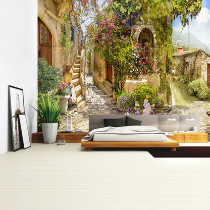 Tapiz DecorBites™ con paisaje de plantas verdes | Tapiz bohemio para pared en City Castle Hill