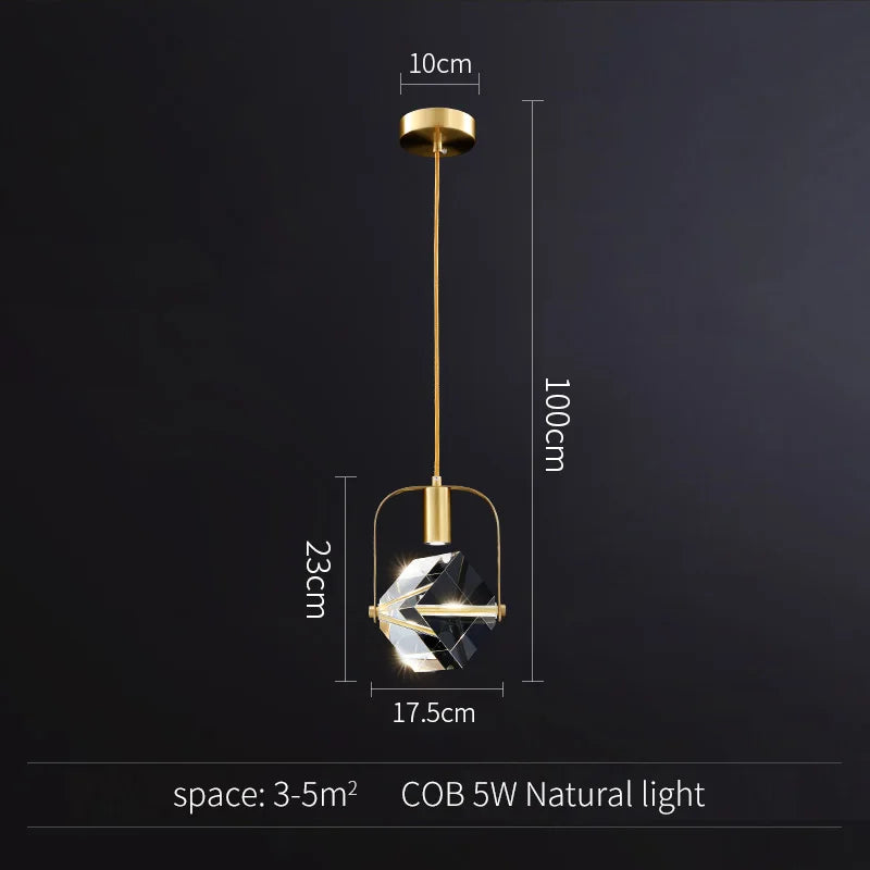 DecorBites™ Gold Crystal Pendant Light Chandelier for Living Room Kitchen LED Art Deco