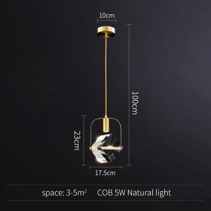 DecorBites™ Gold Crystal Pendant Light Chandelier for Living Room Kitchen LED Art Deco