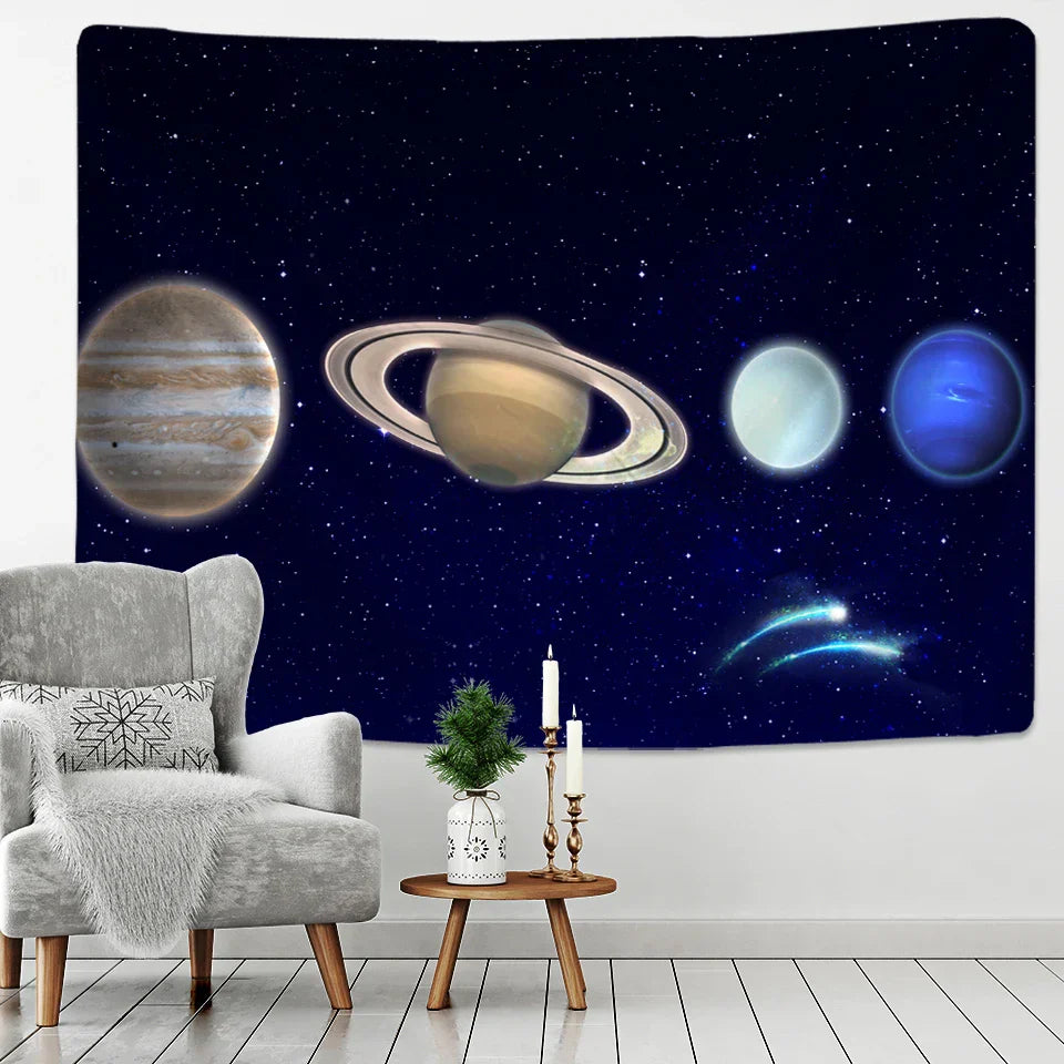 Decobites Starry Night Sky Tapestry - Psychedelic Boho Mandala Wall Hanging