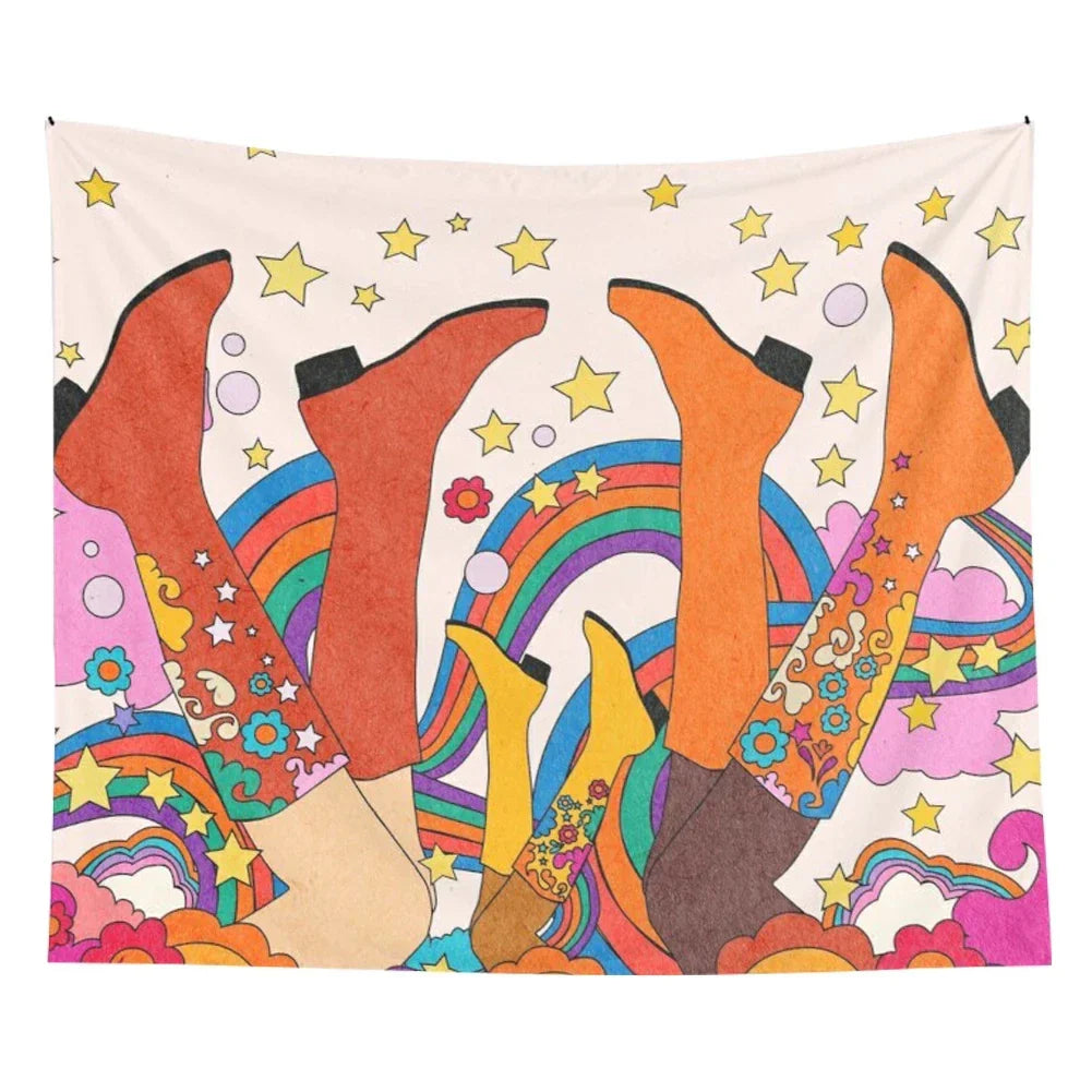 Decobites Rainbow Psychedelic Tapestry: Colorful Trippy Wall Decor for Girls' Dorm