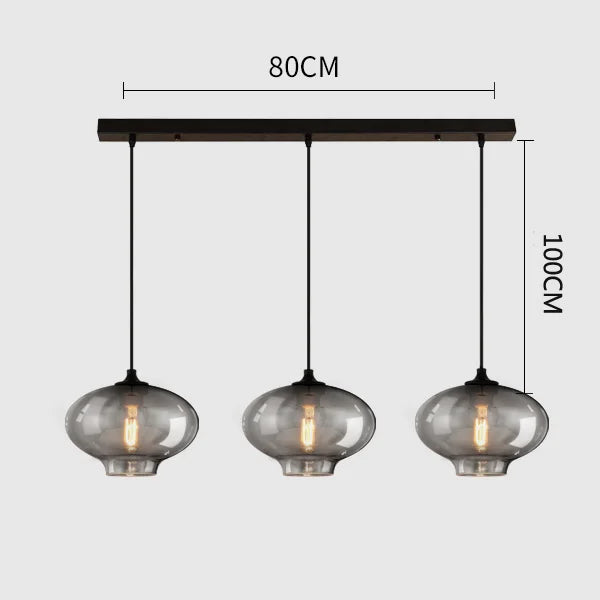 DecorBites™ Gray Glass Pendant Light for Bar Stair Dining Room E27 Edison Lamp Lighting