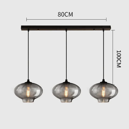DecorBites™ Gray Glass Pendant Light for Bar Stair Dining Room E27 Edison Lamp Lighting