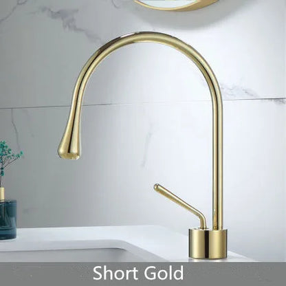 DecorBites™ Gold Brass Marble Basin Faucet Hot Cold Sink Mixer Tap