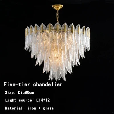 DecorBites™ Leaf Glass Pendant Chandelier - Nordic Style Light Luxury for Bedroom, Living Room
