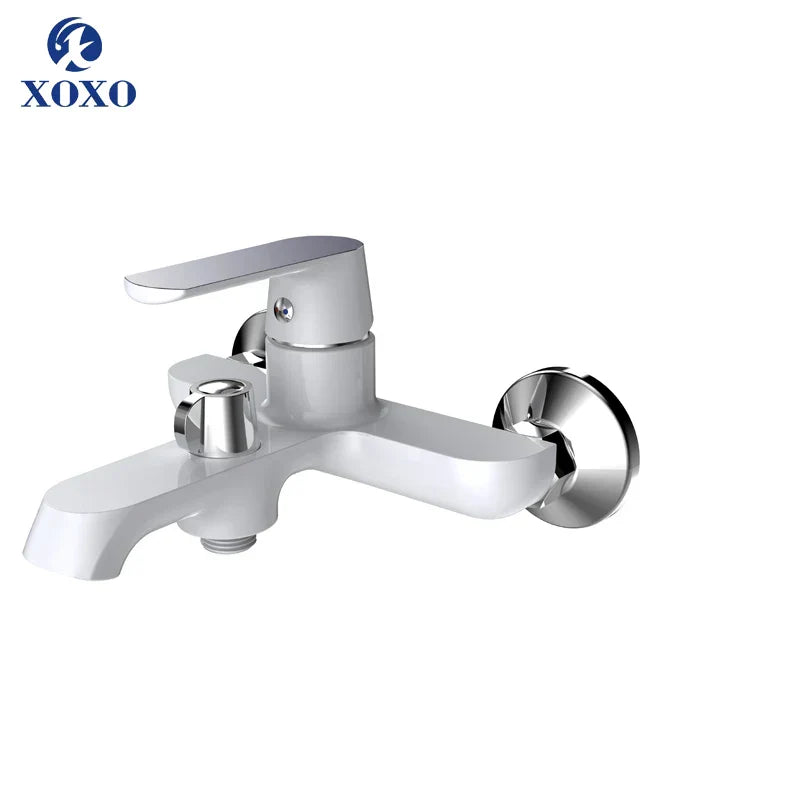 DecorBites™ Brass Chrome Wall Mounted Shower Faucet Set with Green Orange Shower Head