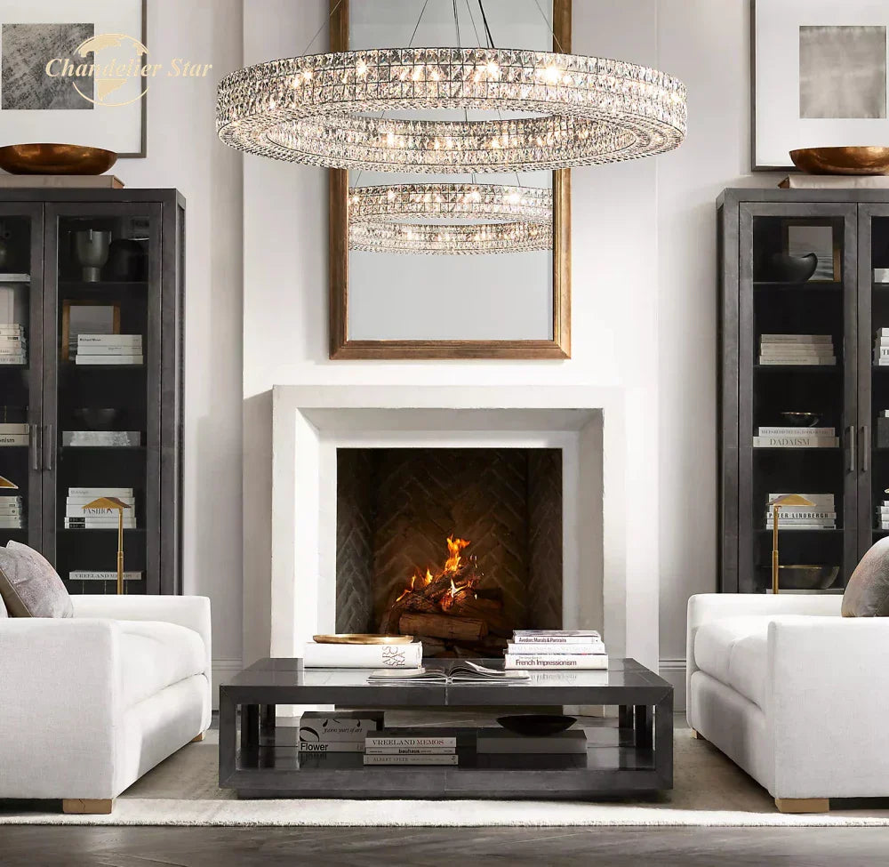 DecorBites™ LED Halo Crystal Chandelier for Bedroom Living Dining Room Decor