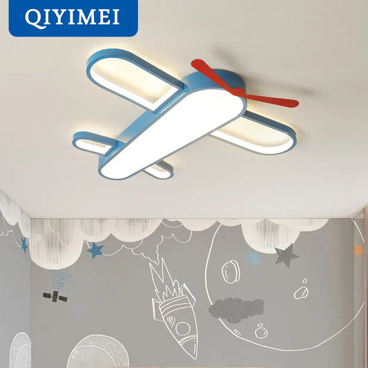DecorBites™ Blue Airplane LED Child Chandelier for Kids Room, Modern Bedroom Lighting Fixture