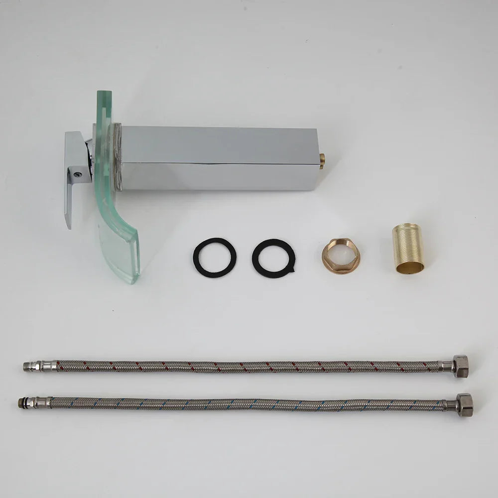 DecorBites™ LED Waterfall Basin Mixer Faucet Chrome Finish Single Handle Sink Tap