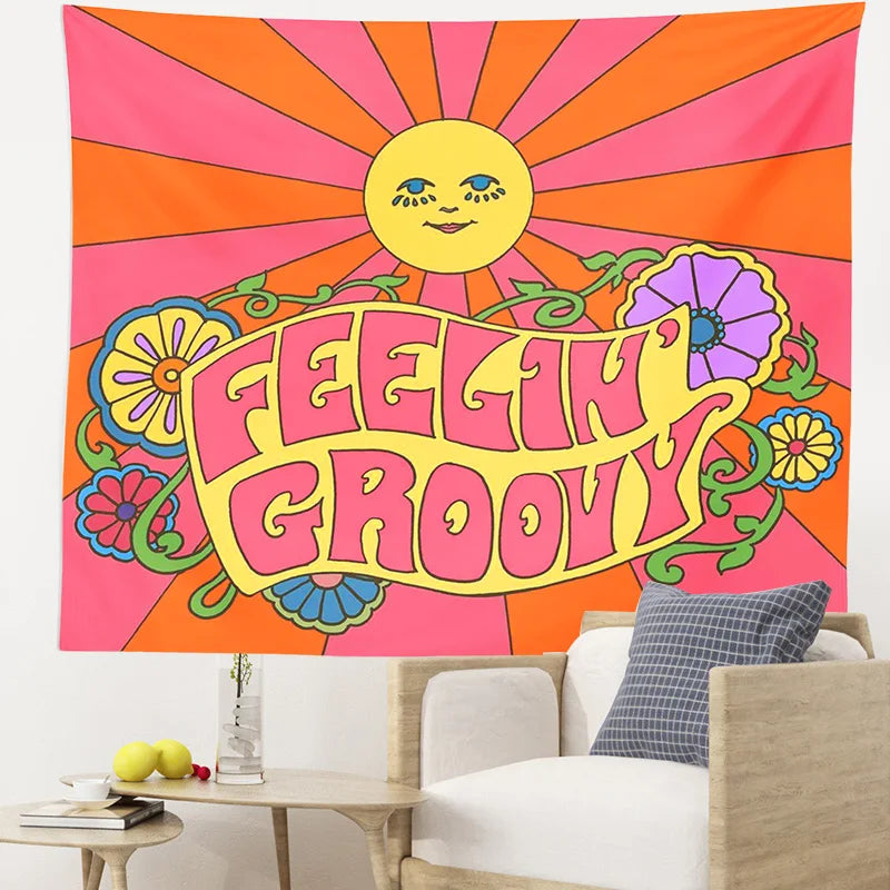 Decobites Sunshine Boho Tapestry - Colorful Psychedelic Wall Hanging, Bedroom & Living Room Decor