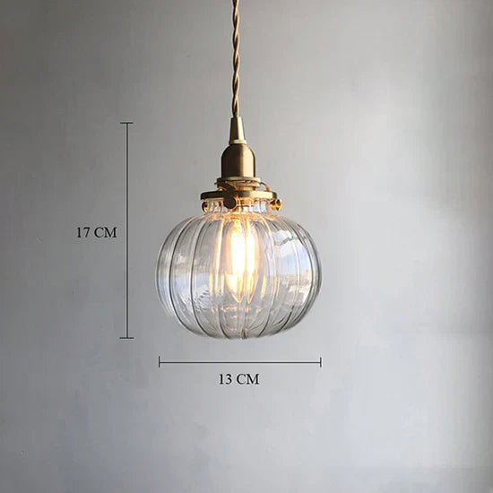 DecorBites™ Brass Pumpkin LED Pendant Light - Japanese Style Bedroom Suspension