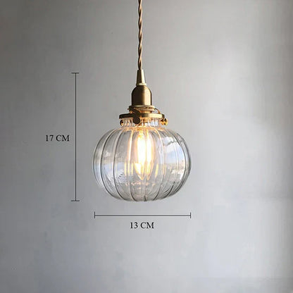 DecorBites™ Brass Pumpkin LED Pendant Light - Japanese Style Bedroom Suspension
