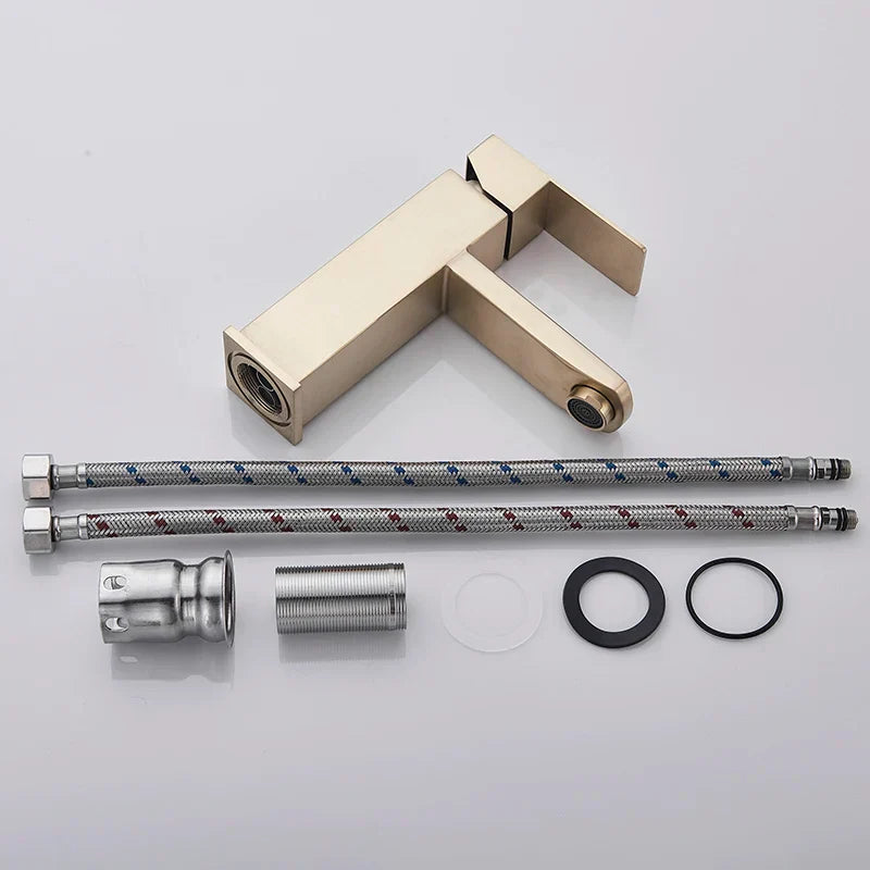 DecorBites™ Brushed Gold Bathroom Basin Faucet Single Lever Vessel Sink Mixer Tap