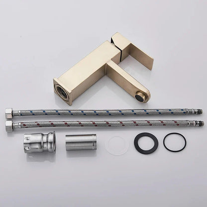 DecorBites™ Brushed Gold Bathroom Basin Faucet Single Lever Vessel Sink Mixer Tap