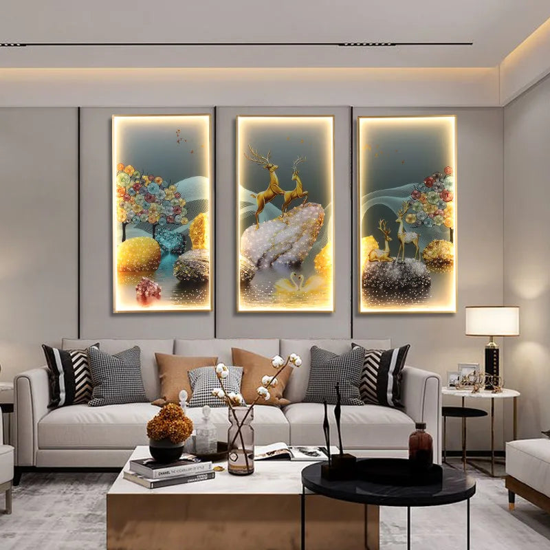 Modern LED Wall Sconce Gold Set Of 3 Foyer