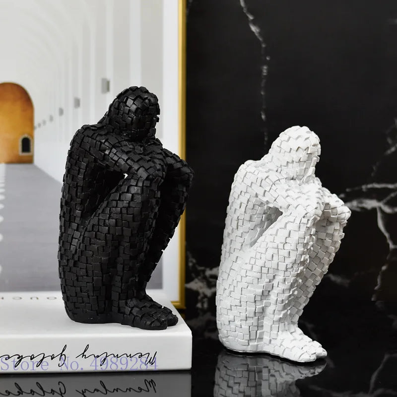 DecorBites™ Golden Man Thinker Abstract Sculpture Statue for Home Decor