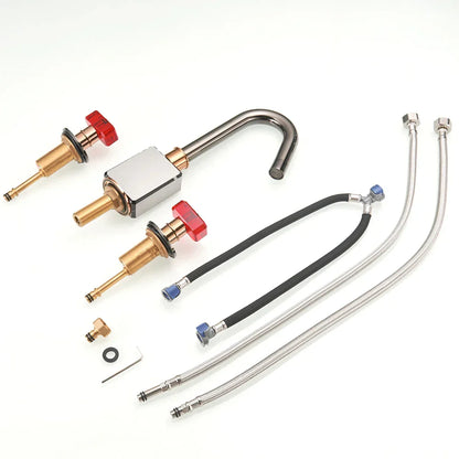 DecorBites™ Gray Brass Basin Faucets, Deck Mounted Double Handle Bathroom Sink Tap