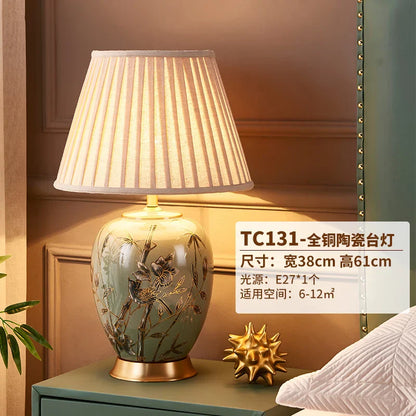 DecorBites™ American Style Ceramic Table Lamp Bedroom Living Room Study Tea Table Lamp