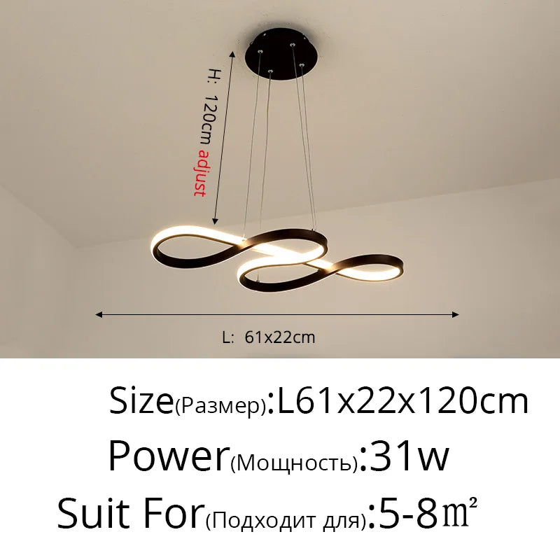 DecorBites™ Gold LED Pendant Light Kitchen Dinning Room Music Lamp Shade, Lustres Luminaire Fixtures