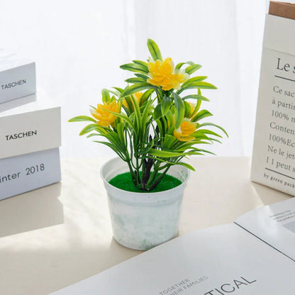 DecorBites™ Artificial Flowers Bonsai Vase Mini Potted Home Decor Wedding DIY Flowerpot