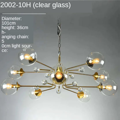 DecorBites™ Gold Glass Ball Chandelier LED Lighting for Living Room, Kitchen, Bedroom