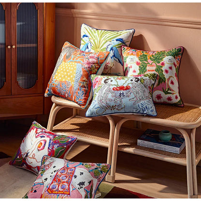 DecorBites™ Egret Bird Pattern Art Pillow Case for Bedroom, Living Room, Sofa Couch