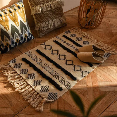 DecorBites™ Bohemian Tassel Rug - Retro Hand Woven Carpet for Home Decor