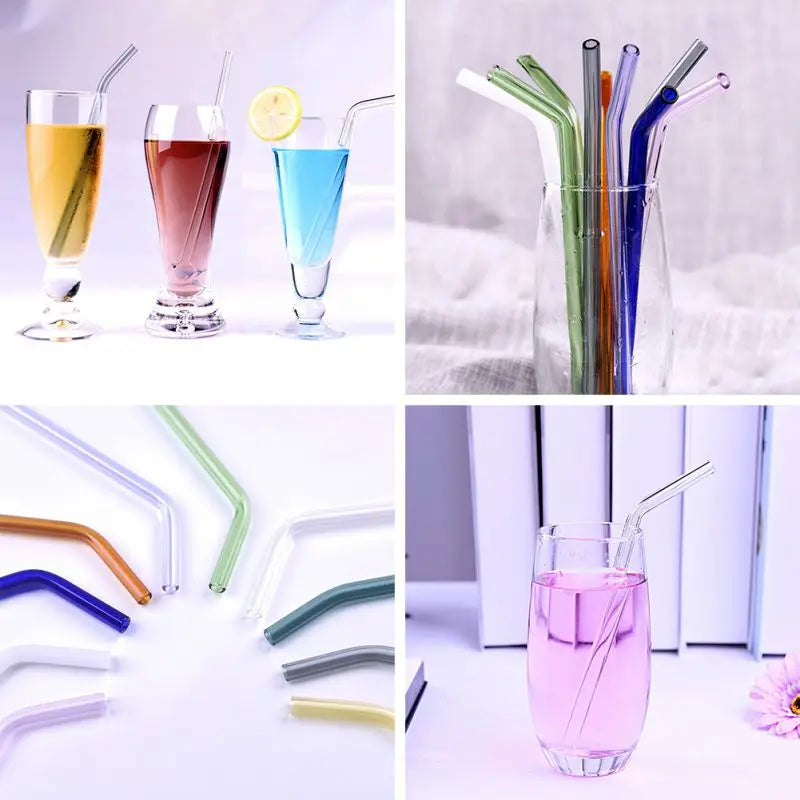 DecorBites™ Glass Straws Set - Eco-Friendly Reusable Colorful Drinking Tubes