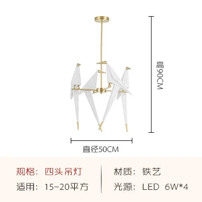 Lámpara de Araña Pájaro de Origami Jaula de Oro Decorbites™ - Accesorio de Iluminación Moderno para la Decoración del Hogar