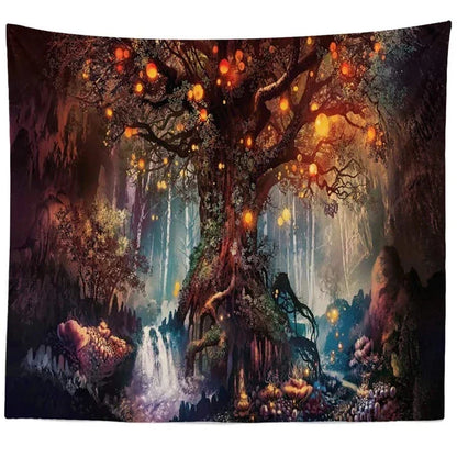 Decobites Psychedelic Trees Tapestry Wishing Lantern Trees Wall Hanging Wall Carpet Bed Sheet