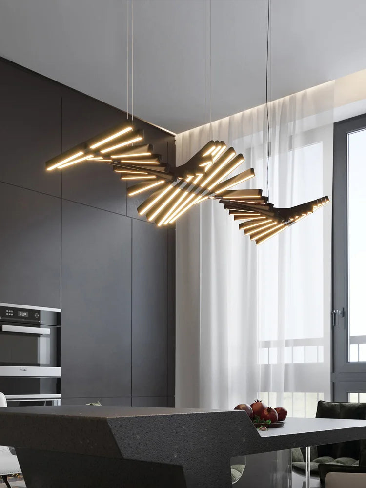 Decorbites™ Lámpara de Araña Lineal de Espina de Pez: Iluminación Nórdica Minimalista para Comedor, Oficina y Sala de Estar