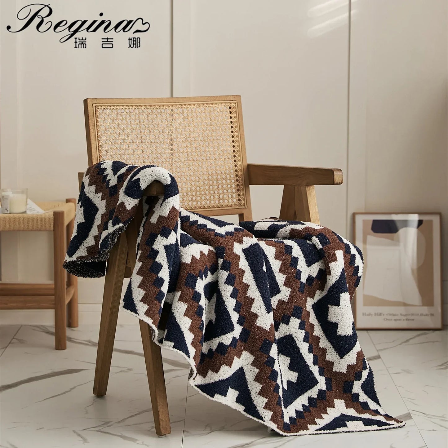 DecorBites™ Knitted Geometric Quilt Blanket – Soft & Cozy Home Decor Blanket