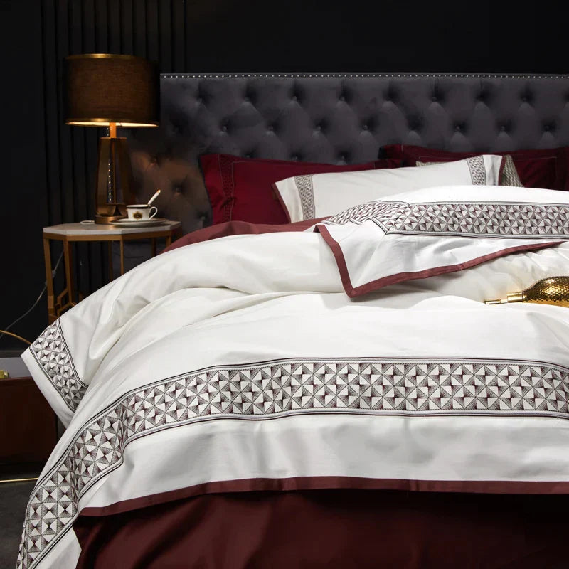 Juego de Ropa de Cama de Algodón Egipcio Luxe™ Decorbites: Cubrecama, Sábana, 2 Fundas para Almohadas