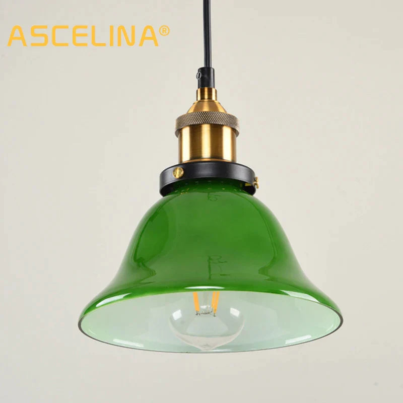DecorBites™ Green Glass Pendant Light: Nostalgic Industrial LED Edison Hanging Lamp for Restaurant & Coffee Shop