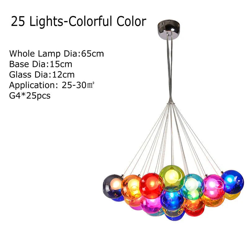 Decorbites™ Klar-Glas-Lüster mit bunten Wandlampen, LED-Hängeleuchte für Wohnzimmer und Kinderzimmer