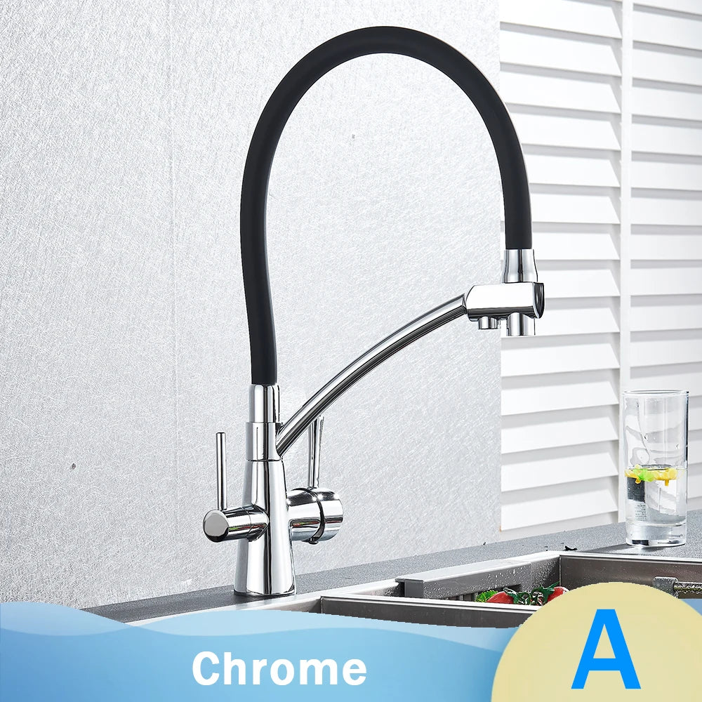 DecorBites™ Black 2-in-1 Pull Down Kitchen Faucet with Filtered Water