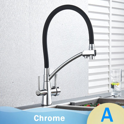DecorBites™ Black 2-in-1 Pull Down Kitchen Faucet with Filtered Water
