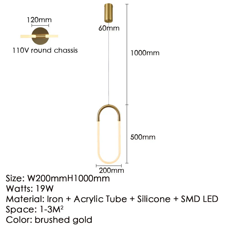 DecorBites™ Gold Acrylic Ring Pendant Light for Modern Living Spaces