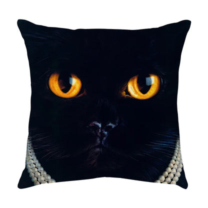DecorBites™ Cute Cat Sofa Cotton Linen Cushion Cover Pillowcase Home Decor Pillow