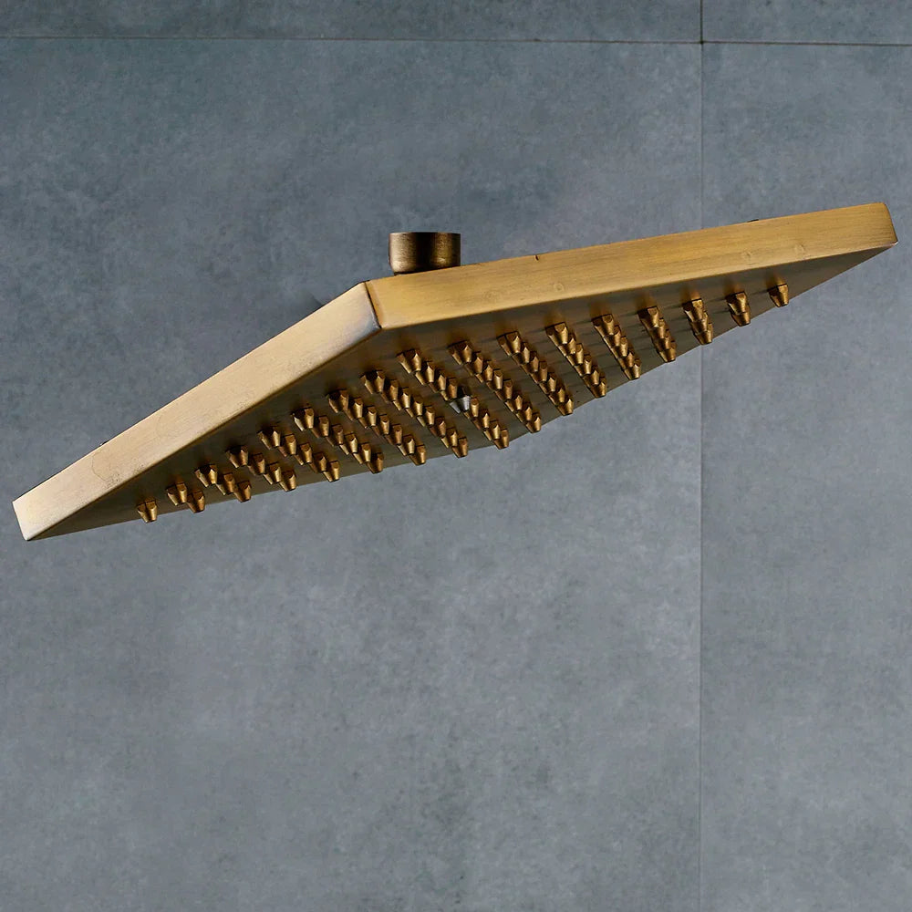 رأس دش مطري مربع من DecorBites™ بمقاس 8 بوصات من النحاس العتيق - سطح من النحاس الفاخر