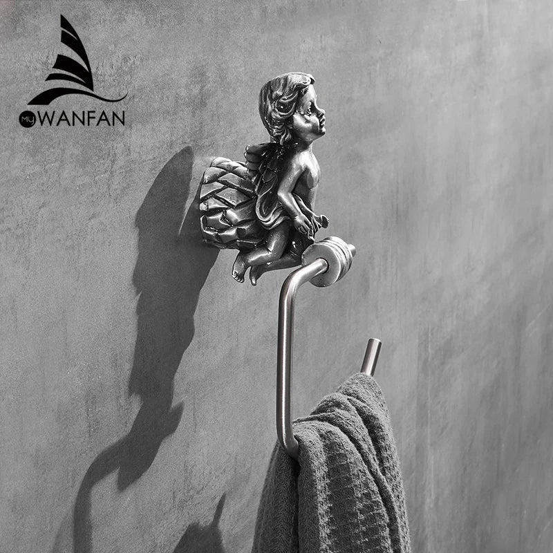 DecorBites™ Gold Brass Angel Towel Ring Wall Rack for Bathroom - MB-0786B