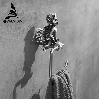 DecorBites™ Gold Brass Angel Towel Ring Wall Rack for Bathroom - MB-0786B