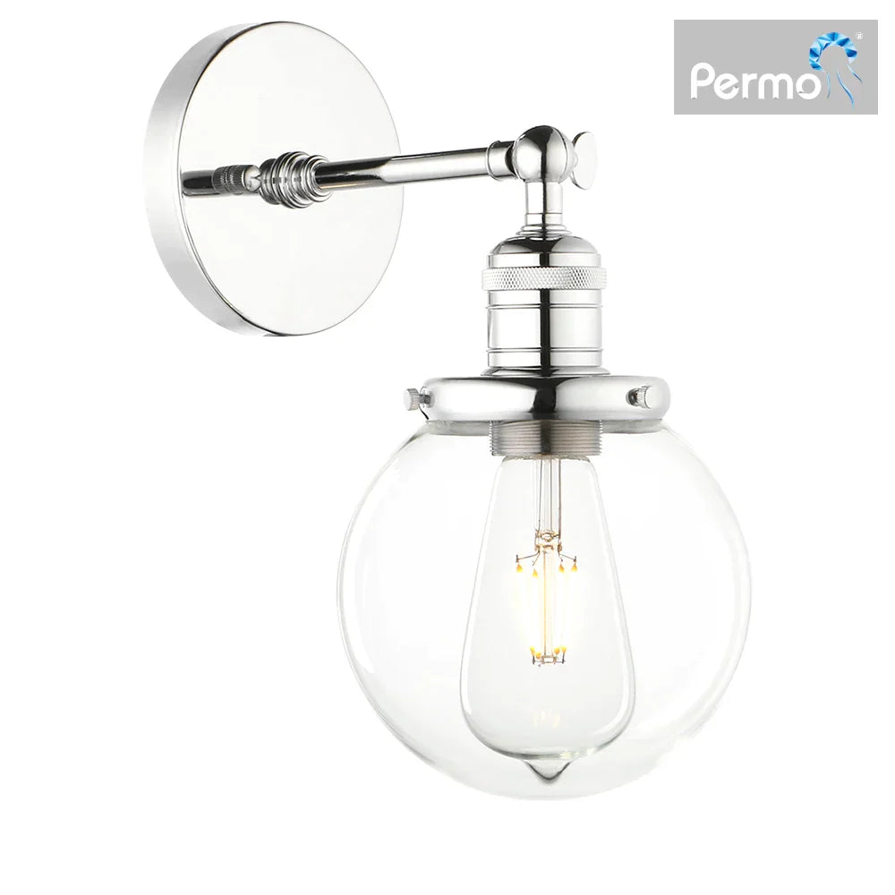 DecorBites™ Vintage Industrial Wall Sconce with 5.9" Clear Glass Globe Shade